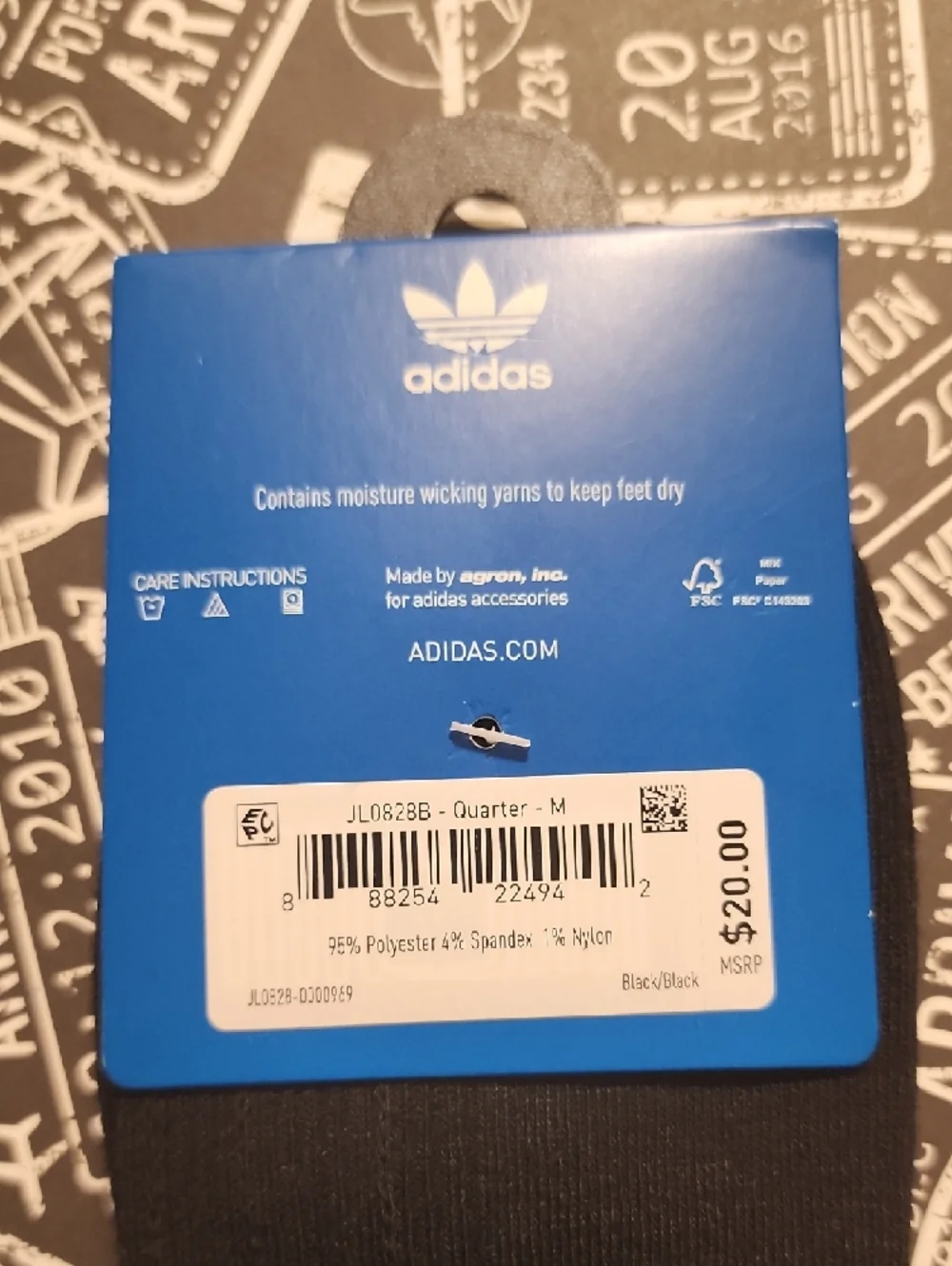 adidas Black Ribbed Quarter Casual Socks - Medium, 3 Pair